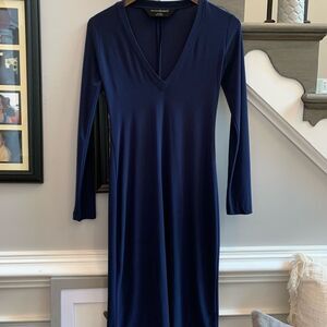 Norma Kamali Classic V-Neck L/L Midi Dress sz XS
